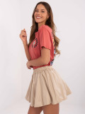 T-shirt corallo a maniche corte