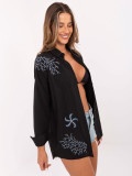 Camicia oversize nera con chiusura a bottoni