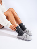 Pantofole grigie con fiocco