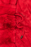 Parka rossa con bordo in pelliccia rimovibile