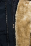 Parka blu scuro per autunno/inverno con fodera rimovibile