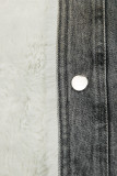 Giubbotto in denim grigio con pelliccia bianca