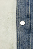 Giubbotto in denim blu con pelliccia bianca