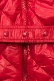 Giacca invernale rossa lucida con cintura