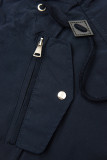 Parka di transizione doppia faccia blu scuro con fantasia