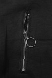 Felpa lunga nera con cerniera asimmetrica