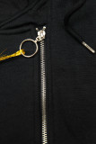 Felpa lunga nera con cerniera asimmetrica