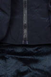 Gilet invernale blu scuro con cappuccio