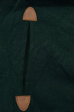 Felpa lunga verde scuro con cappuccio a quadri