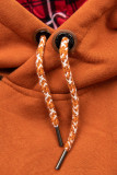 Felpa lunga terracotta con cappuccio a quadri