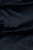 Gilet trapuntato lungo blu scuro