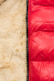 Giacca lucida blu rossa/beige con cintura