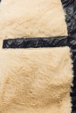 Giacca lucida blu scuro/beige con cintura