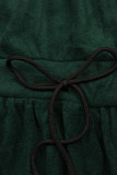 Abito corto verde scuro con pizzo
