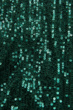 Abito verde smeraldo con paillettes