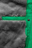 Giacca invernale trapuntata verde con peluche