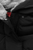 Giacca invernale trapuntata nera con peluche