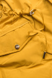 Parka gialla-beige con bordo in pelliccia