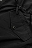 Parka nera-rosa con bordo in pelliccia