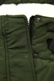 Giacca invernale allungata verde oliva con pelliccia beige