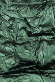 Giacca doppia faccia lucida verde smeraldo/bianco
