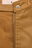 Giacca basic in similpelle marrone cammello