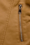 Giacca basic in similpelle marrone cammello