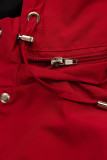 Parka doppia faccia di transizione con cappuccio rosso/nero