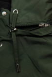 Parka doppia faccia di transizione con cappuccio kaki/nero
