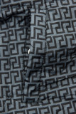 Parka doppia faccia con fantasia blu scuro/grigio