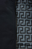 Giacca trapuntata doppia faccia blu scuro/grigio