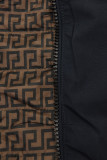 Parka doppia faccia con fantasia blu scuro/marrone