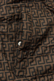 Parka doppia faccia con fantasia blu scuro/marrone