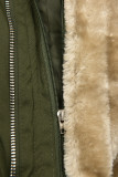 Parka kaki con pelliccia di peluche rimovibile