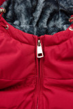 Giacca invernale rossa con peluche grigio