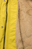 Parka giallo limone invernale con fodera beige