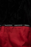Parka esteso con pelliccia rosso/nero