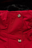 Parka esteso con pelliccia rosso/nero