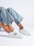 Sneakers bianche con striscia argentata