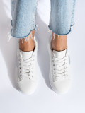 Sneakers bianche con striscia argentata
