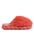 Pantofole di pelliccia su suola spessa rosso corallo