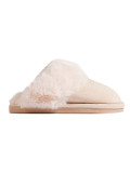 Pantofole da donna panna con pelliccia artificiale