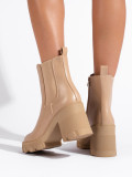 Stivali con tacco e piattaforma beige