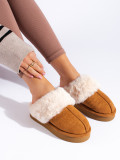 Ciabatte con piattaforma color cammello