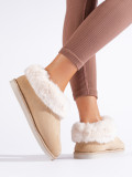 Ciabatte beige con pelliccia sintetica
