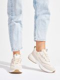 Scarpe sportive beige da donna con suola spessa