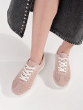 Sneakers ażurowi rosa chiaro in pelle naturale