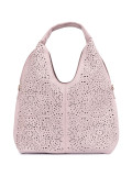 Borsa a spalla rosa perforata