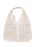 Borsa a spalla perforata beige chiaro