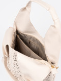 Borsa a spalla perforata beige chiaro